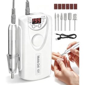 Gyxova Ponceuse à Ongles Électrique Professionnelle Sans Fil,12000 tr/min | 6 en 1 Kit de Manucure Pédicure Rechargeable Vitesse