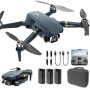 Drone avec caméra 4K UHD pour adultes et débutants, 84 min de vol (3 batteries), portée 800 m, moteur sans balais, maintien d’al