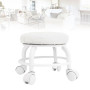 Tabouret Roulant Rond, Tabouret Roulant Bas en Cuir PU, Petit Tabouret Bas Pivotant à 360 ° avec roulettes, Chaise Basse à Siège