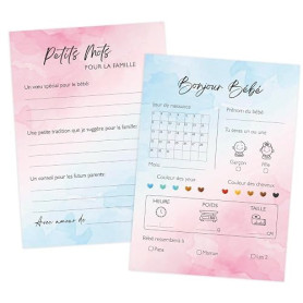 25 Cartes Pronostics Baby shower Jeu Gender Reveal Décoration Cadeau pour Fête Prénatale Fille Garçon