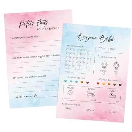 25 Cartes Pronostics Baby shower Jeu Gender Reveal Décoration Cadeau pour Fête Prénatale Fille Garçon