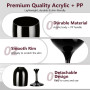 Romon Verre a Pied Plastique, Lot de 2 Noir 200ml Verres à Vin Portable Pliable, Réutilisable, Verre camping Anti-casse avec Boî