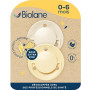 BIOLANE - Tétines rondes - Sucettes extra-fines - 0 à 6 mois - Jaune et Beige - Téterelle en caoutchouc naturel - Respect du dév