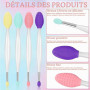 Lot de 4 pinceaux exfoliants pour les lèvres à double extrémité, 2 en 1, en silicone, applicateur doux, pour une application uni