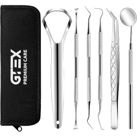 Detartreur Dentaire Kit 6 Outils Dentaires | Anti Tartre Dentaire Nettoyage - Pince Miroir Dentaire Gratte Langue - Kit Detartra