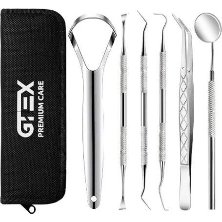 Detartreur Dentaire Kit 6 Outils Dentaires | Anti Tartre Dentaire Nettoyage - Pince Miroir Dentaire Gratte Langue - Kit Detartra