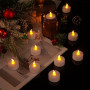 Bougies chauffe-plat LED sans flamme, lot de 24, piles CR2032 incluses, effet de flamme réaliste, autonomie 200+ heures, jaune c