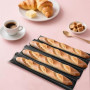 Baguette mold 4 empreintes, acier carbone antiadhésif pour four | Moule à baguette 38x32,5 cm pour préparer 4 baguettes maison,