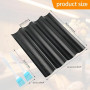 Baguette mold 4 empreintes, acier carbone antiadhésif pour four | Moule à baguette 38x32,5 cm pour préparer 4 baguettes maison,