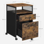 VASAGLE Caisson de Bureau à 2 Tiroirs, Rangement Document à roulettes | Compartiment Ouvert, Cadre en Acier, Style traditionnel