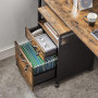 VASAGLE Caisson de Bureau à 2 Tiroirs, Rangement Document à roulettes | Compartiment Ouvert, Cadre en Acier, Style traditionnel