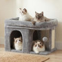 Heybly Arbre à Chat, Tour de 35 cm avec Grande Plateforme de Repos et Cabane pour Chats Adultes d'Intérieur, Poteaux à Griffes e