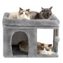 Heybly Arbre à Chat, Tour de 35 cm avec Grande Plateforme de Repos et Cabane pour Chats Adultes d'Intérieur, Poteaux à Griffes e