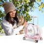 Sac à Dos Chat/Chien avec roulettes, Transparent et Respirant | 3 en 1 avec Chariot, Transporteur pour Animaux de Compagnie Char