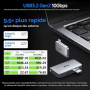 SSK Disque SSD Extreme 512Go, USB 3.2 Gen 2 SSD Portable jusqu'à 1050 Mo/s | USB-C Portable NVMe SSD, 4K 120Hz ProRes, Résistanc