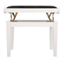 Juan Miguel Navarrez Banc de piano Élégance blanc brillant - Bois massif - Réglable en hauteur grâce à un mécanisme à ciseaux -