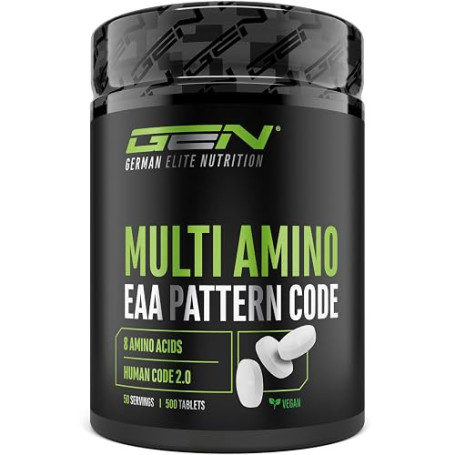GEN GERMAN ELITE NUTRITION Multi Amino-EAA Pattern Code - 500 Comprimés | 1000 mg chacun - Formule Human Code - Tous les 8 Acide