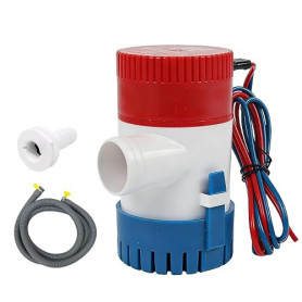 Pompe de cale électrique, 10 × 9 × 12 cm, non automatique, pompe de cale 1100 GPH, 12 V, 1100 GPH, avec kit de tuyau d'évacuatio