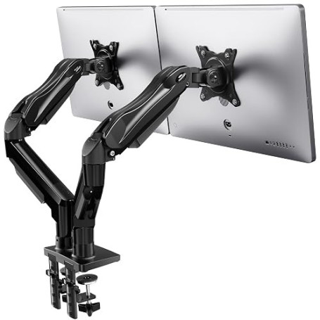 HUANUO Support Ecran PC 2 Ecran de 13 à 32 Pouces, Bras pour Écran Pc pour Écrans Plats, Gaming Bras Ecran PC VESA 75x75/100x100