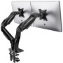HUANUO Support Ecran PC 2 Ecran de 13 à 32 Pouces, Bras pour Écran Pc pour Écrans Plats, Gaming Bras Ecran PC VESA 75x75/100x100
