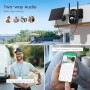 Ctronics 2K Caméra Surveillance WiFi Extérieur Solaire, 360°PTZ IP Caméra de Surveillance sans Fil sur Batterie 2304X1296P Visio