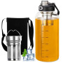 Gourde en Verre Borosilicate 1,5 L avec Filtre à Thé et Bouchon Étanche, Bouteille d’Eau Réutilisable pour Sport, Bureau, Voyage