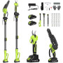 Tronçonneuse et Sécateur Électrique Télescopique, 4-en-1 Ensemble d’Outils de Jardin avec 4 Chaînes 2 Batteries Taille Haies Tel