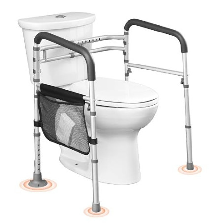 VEVOR Cadre Toilette Sécurisé Pliable, Barre d'Appui pour WC avec poignées antidérapantes, Capacité de charge 136 kg, avec tube