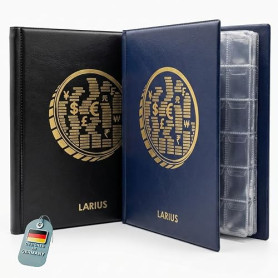 LARIUS Album numismatique pour 360 pièces – 12 feuilles de monnaie de 30 compartiments (30 x 30 mm) pour pièces jusqu'à 25 mm, c