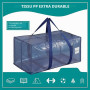 Dntorx Lot de 4 sacs de déménagement robustes de 90 l - Grand format - Bleu | Grande ouverture en forme de L, étanche, charge lo