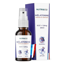 NUTRI&CO Mélatonine 1,9mg | Endormissement Sommeil Flash | Spray Vegan 20ml | Action Rapide 30min | Aubépine Mélisse Valériane |