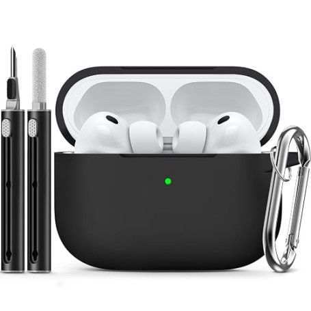 Inesore Compatible with AirPods Pro 3 Case - Black | Silicone Protective Case Cover for Apple Air Pod Pro 3rd (2025), Unisex Des