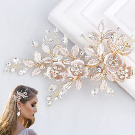 Épingle à Cheveux de Mariée, Rose Or Cristal Accessoires de Cheveux, Mariage Peigne de Cheveux de Bijoux Cheveux Perles Épingle 
