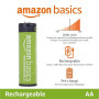 Amazon Basics Lot de 16 piles rechargeables AA NiMH, 2 000 mAh, 1,2 V, rechargeables jusqu'à 1 000 fois, préchargées