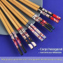 DERAYEE Baguettes Japonaises, Baguette Chinoise en Bambou - 5 Paires | Réutilisables, Durable, Avec Chats Chanceux, Pour Sushi C