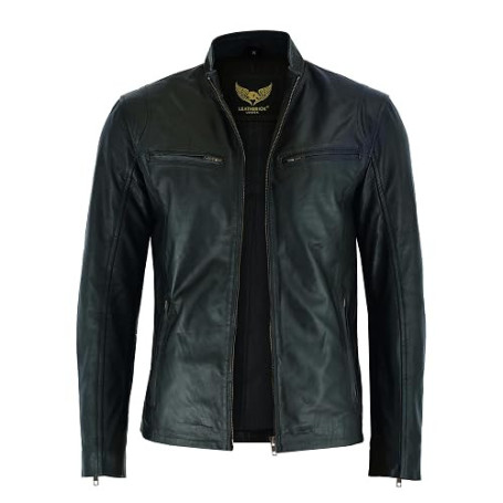 Leatherick Chaquetas de motociclista de piel de cordero premium para hombre - chaquetas de motociclista de cuero estilo café rac