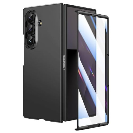 Doeshine Coque Z Fold 7 Ultra Mince, Verre Trempé Protection Écran, Noir | Charge Sans Fil, [Militaire Antichoc Protection] Hard