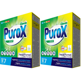 Lessive en poudre PUROX COLOR&WHITE (7 WL) en boîte, lessive antibactérienne 490 g (Lot de 2)