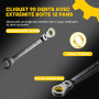 Enventor Jeu de Clés à Cliquet 14 Pièces, Tête Flexible 180°, 6–19 mm | 90 Dents, Angle de Travail 4°, Acier Cr-V avec Revêtemen