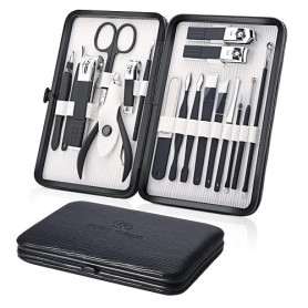 Kit Manucre Pedicure Coupe Ongle Professionnel Coupe Cuticule 18pcs, Noir | Keiby Citom, Trousse Manucure, Femme Hommes Pedicure