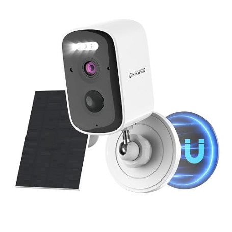 Camera Exterieur sans Fil Solaire 2.5K 5MP, Camera WiFi Batterie 2.4Ghz | IP65, Vision Nocturne Couleur, Détection Mouvement, Au