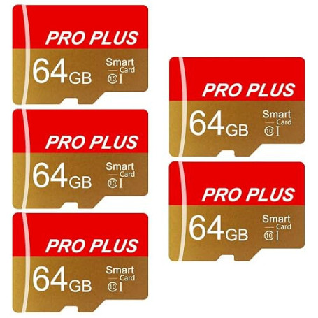 Pack de 5 cartes TF 64 Go avec adaptateur, carte mémoire haute vitesse, carte TF UHS-I C10 A1 pour tablette/téléphone portable/a
