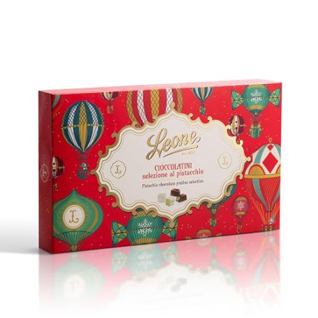 Leone depuis 1857 - Boîte Chocolats à la Pistache – Petits Lingots et Truffes à la Pistache - Édition Limitée Noël en Montgolfiè