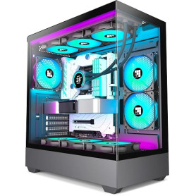 FOIFKIN F1 Boitier PC ATX - 6 Ventilateurs PWM ARGB préinstallés, boîtier d'ordinateur Moyen Tour, boîtier pc Gamer Tour complèt