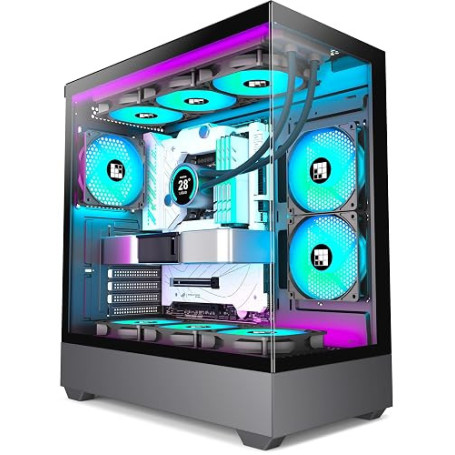 FOIFKIN F1 Boitier PC ATX - 6 Ventilateurs PWM ARGB préinstallés, boîtier d'ordinateur Moyen Tour, boîtier pc Gamer Tour complèt