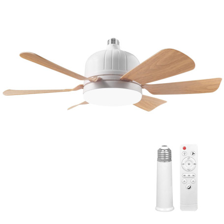 OKSANO Ventilateur de plafond avec lumière et télécommande,Grain de bois blanc petite lumière de ventilateur de 45cm avec ampoul
