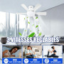 OKSANO Ventilateur de plafond avec lumière et télécommande,Grain de bois blanc petite lumière de ventilateur de 45cm avec ampoul