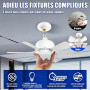 OKSANO Ventilateur de plafond avec lumière et télécommande,Grain de bois blanc petite lumière de ventilateur de 45cm avec ampoul