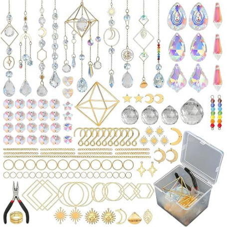 400 Pièces Kit de Fabrication DIY d’Attrape-Soleil, Créez Votre Suncatcher pour Décor de Fenêtre, Ensemble de Cristaux Colorés à