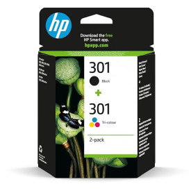 HP 301 Noir et Trois Couleurs, Lot de 2 Cartouches Encre Originales | Compatible avec DeskJet 1000, 1050, 2000, 2050, 3000, 3050